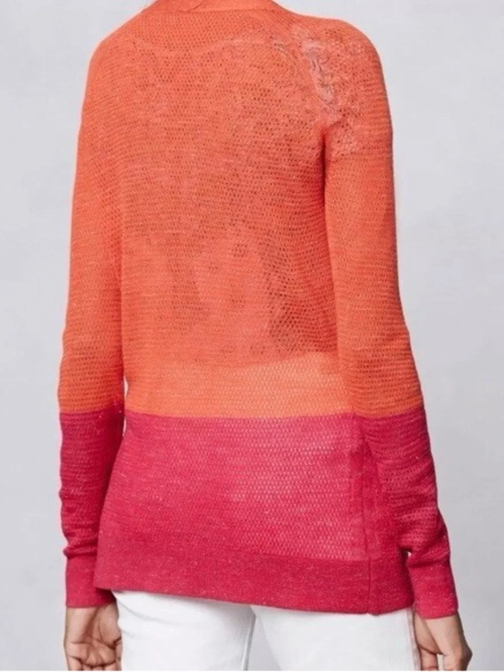 NWOT ANTHROPOLOGIE MOTH Orange & Pink Open Cardigan Sweater - Picture 3 of 12